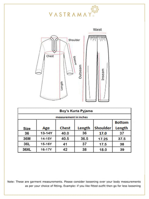 Boy's Printed Cream Cotton Blend Kurta And Pyjama Set