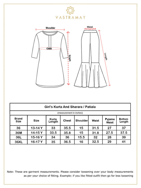 Girl's' Maroon Zari Kurta And Sharara Set