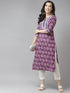 Women Purple & White Pure Cotton Printed Kurta