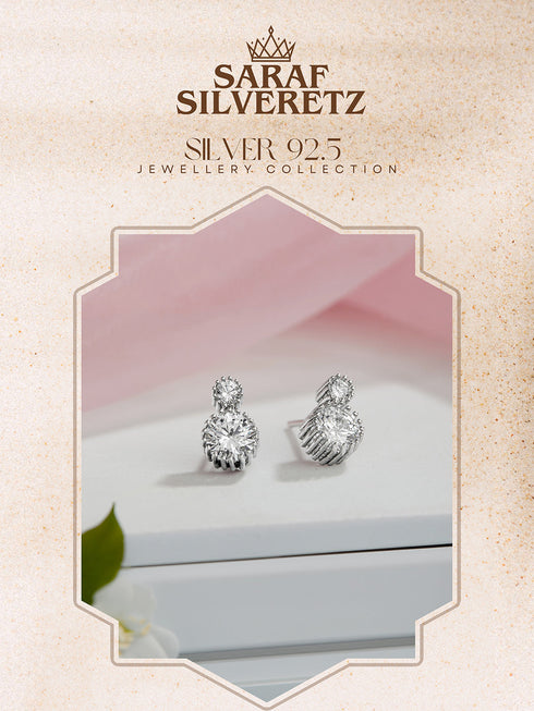 925 Sterling Silver Cubic Zirconia Solitaire Studds Earrings