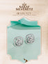 925 Sterling Silver Rhodium Plated Halo Square Studds Earrings