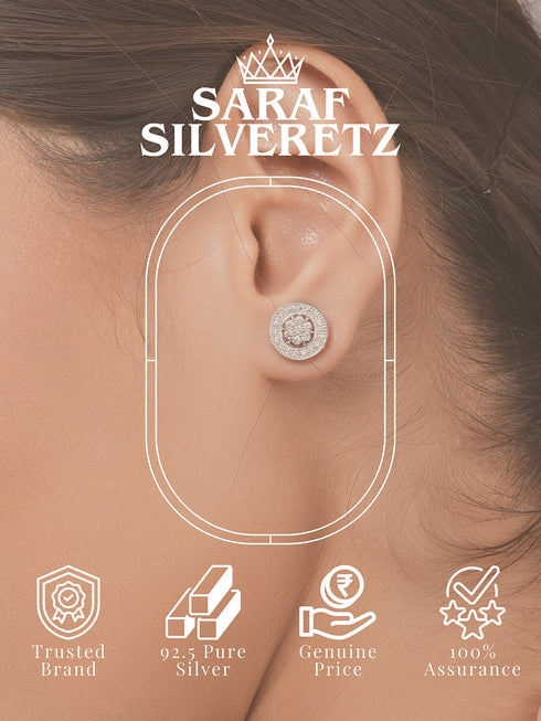 925 Sterling Silver AD Studded Studds Earrings