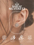 925 Sterling Silver Baguette Shaped Cubic Zirconia in Rhodium Plated Studds Earrings
