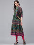 Women Green Printed Pure Cotton Anarkali Kurta