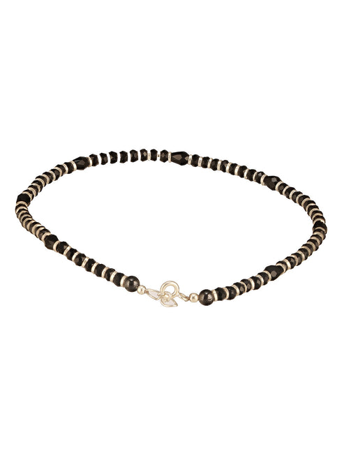 925 Sterling Silver Black Beads Daily wear Anklet Payal