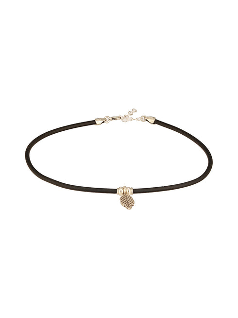 925 Sterling Silver Oxidised Black Thread With Leaf Charms Delicate Payal anklet