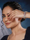 Silver Plated Ruby Red Floral Statement Designer Brooch Kada Bangle Bracelet