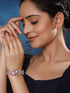 Silver Plated Ruby Red Floral Statement Designer Brooch Kada Bangle Bracelet