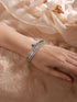 Silver Plated Green AD Studded Contemporary Designer Bridal Kada Bracelet