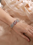Silver Plated Ruby Red Floral Statement Designer Brooch Kada Bangle Bracelet