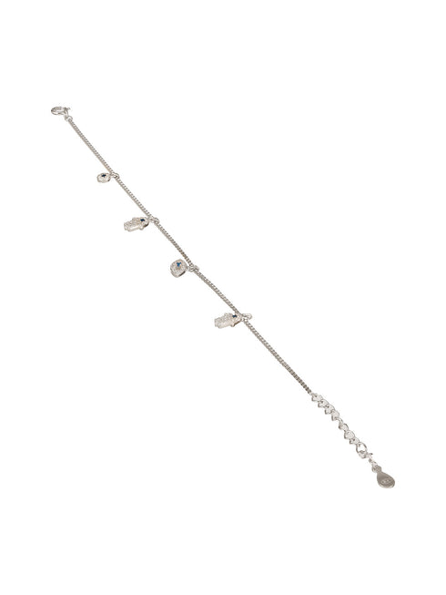 925 Sterling Silver Zircon Studded Evil Eye DailywearWraparound Adjustable Tennis Bracelet