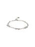 925 Sterling Silver Zircon Studded Bow Multilayered Minimal Wraparound Adjustable Bracelet