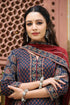 Women Blue Anarkali Cotton Printed Kurta Set