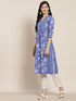 Women Blue Ethnic Motifs Printed Pure Cotton A line Kurta