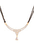 Gold Plated Black & White AD Studded & Beaded Mangalsutra Earrings