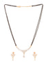 Gold Plated Black & White AD Studded & Beaded Mangalsutra Earrings