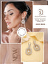 Silver Plated AD Studded Geometric Link Pearl Charm Dangling Earrings