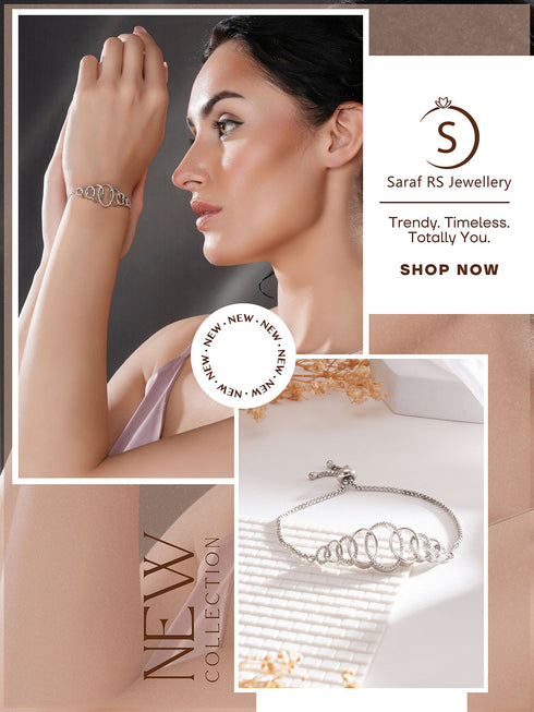 Rhodium Plated AD Studded Oval Link Adjustable Pull Chain Slider Bracelet