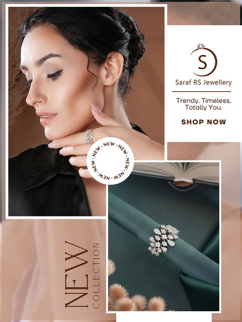 White Rhodium Plated Marquise Shaped Zircon Studded Floral Designer Cocktail Anniversary Finger Ring