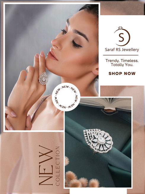 White Rhodium Toned Zircon Studded Adjustable Designer Cocktail Wedding Finger Ring