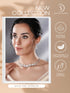 White Rhodium Plated Cubic Zircon Studded Statement Floral Luxe Necklace Jewellery Set