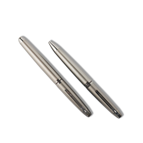 Carlton London Set Of 2 Gun Metal Grey Twist And Roller Metal Pens