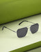 Men Premium Polarised UV Protected Black Lens Silver Toned Rectangle Sunglasses