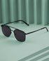 Men Premium Polarised UV Protected Black Lens Black Toned Rectangle Sunglasses