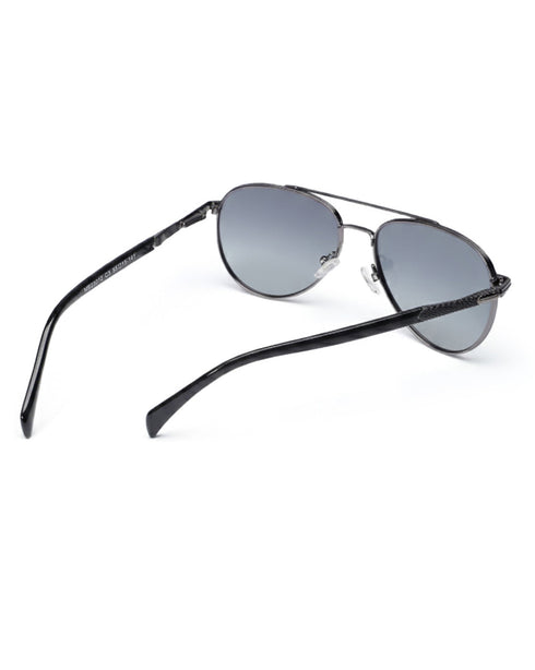 Unisex Premium Polarised UV Protected Blue Lens Gunmetal Toned Aviator Sunglasses