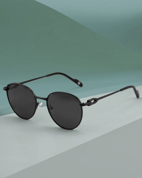 Unisex Premium Polarised UV Protected Black Lens Black Toned Oval Sunglasses