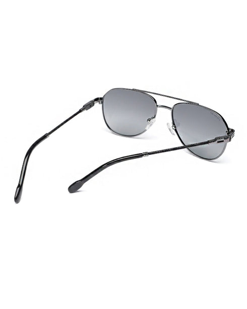 Unisex Premium Polarised UV Protected Blue Lens Gunmetal Toned Rectangle Sunglasses