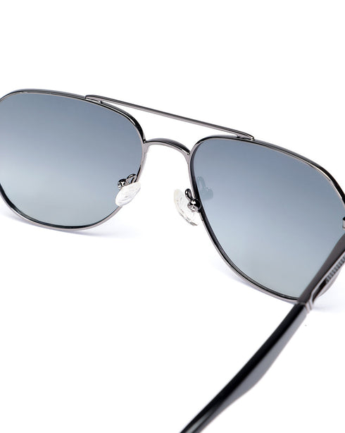 Unisex Premium Polarised UV Protected Blue Lens Gunmetal Toned Aviator Sunglasses
