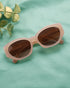 Beige Toned with UV Protected Lens Oval Sunglasses for women
