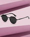 Women Premium Polarised UV Protected Blue Lens Black Toned Round Sunglasses