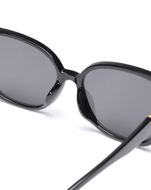 Women UV Protected Black Lens Grey and Gold Toned Rectangle Sunglasses