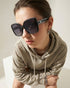 Women UV Protected Black Lens Black and Silver Toned Oversized Sunglasses