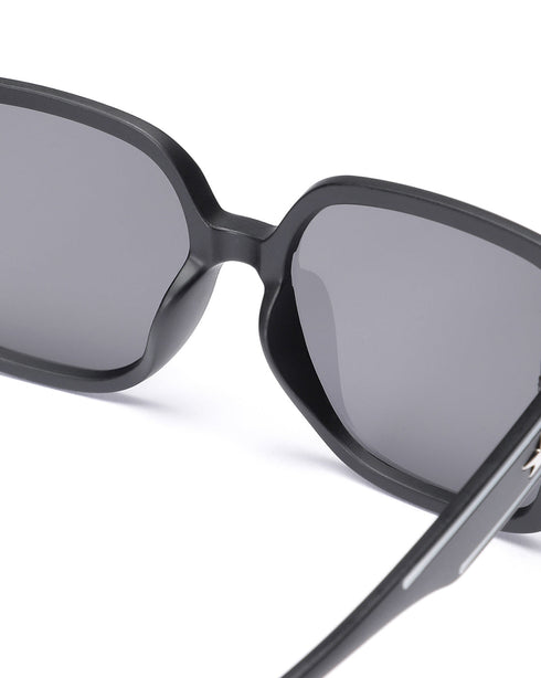 Women UV Protected Black Lens Black and Silver Toned Oversized Sunglasses