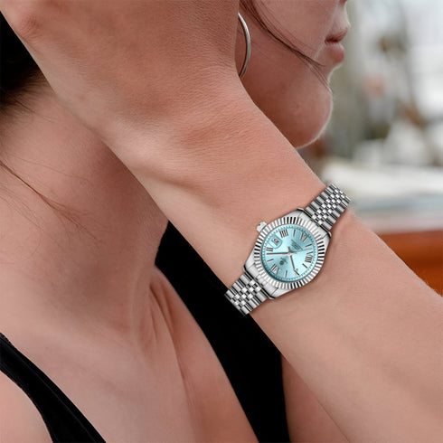 Harper: Mini Blue Stainless Steel Women Analog Watch CLRLW-005