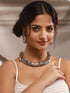 Dual Toned Oxidised Silver Lookalike Floral Tribal Hasli With Chandbali Jewellery Set