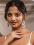 Silver Oxidised Kundan Studded & Enamelled Fusion Statement Long Earrings