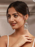 Silver Oxidised Kundan Studded & Enamelled Fusion Statement Long Earrings