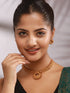 Gold plated Red Stone Studded Minimal Temple Choker jeellery Studds