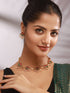 Gold Plated Red & Green Stone Studded Lotus Choker Jewellery Set