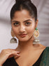 Dual Toned Gold & Oxidised Pearl Beaded Designer Lightweight Large Jhumka Earrings