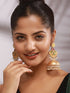 Gold Toned Pearl Beaded Fusion Statement Lightweight Designer Jhumka Earrings