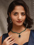 Silver Rhodium Plated Emerald Green Cubic Zirconia Designer Bridal Pendant Jewellery Set