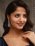 Silver Toned AD Zircon Studded Designer Spiral Long Earrings