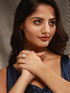 Gold Toned Off White Pearl Studded Engagement Designer Oval Adjustable Finger Rings