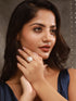 Gold Toned Off White Pearl Studded Engagement Luxe Square Adjustable Finger Rings
