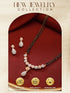 Gold Toned AD Studded Black Beads Studded Designer Solitaire Type Mangalsutra Jewellery Set